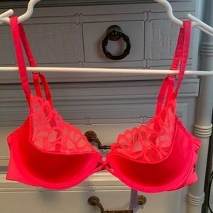 Savage Fenty neon pink bra with lace